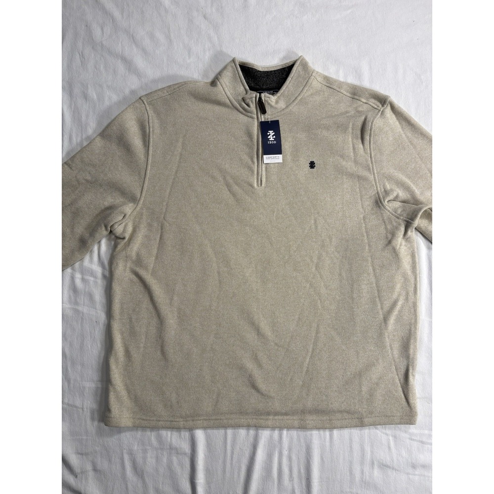 NEW Izod 1/4 Zip Fleece Long Sleeve Pullover Sweater Rock Heather Mens Size 2XLT - Picture 2 of 13